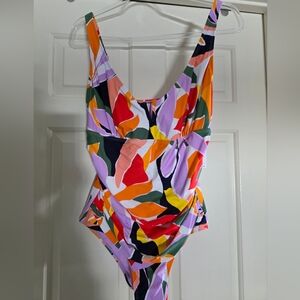 NWT Anne Cole One-Piece Multi-Color Swimsuit - Size 14 (Stunning Print!)